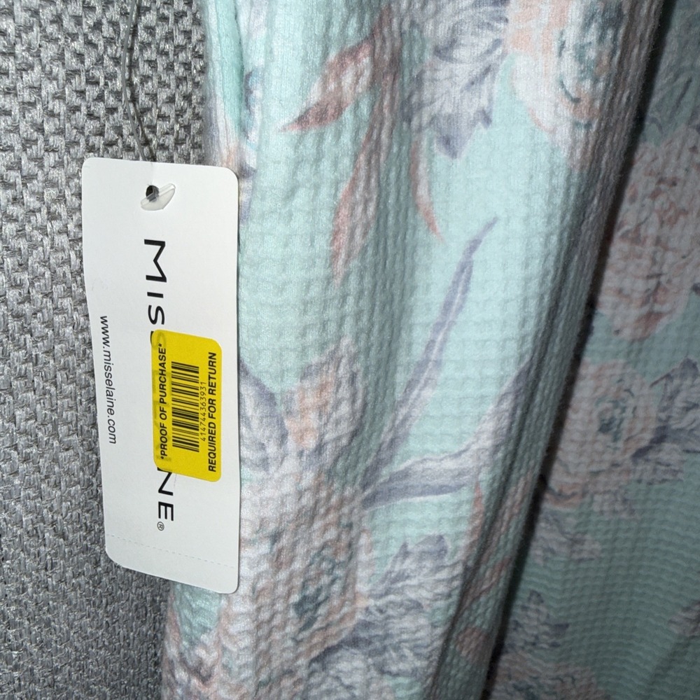 Miss Elaine Robe Womens Size Medium Full Zip Front Mint Floral Nightgown NWT - Picture 4 of 12